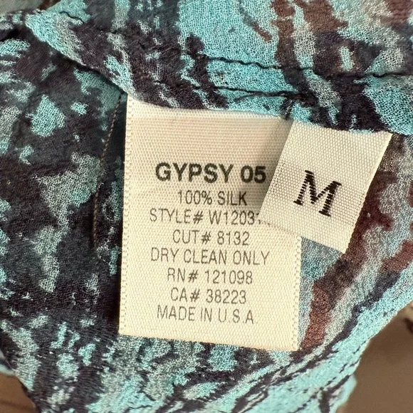 GYPSY sheer Multicolour loose flowy SILK shirt Blouse size Medium - Picture 7 of 7